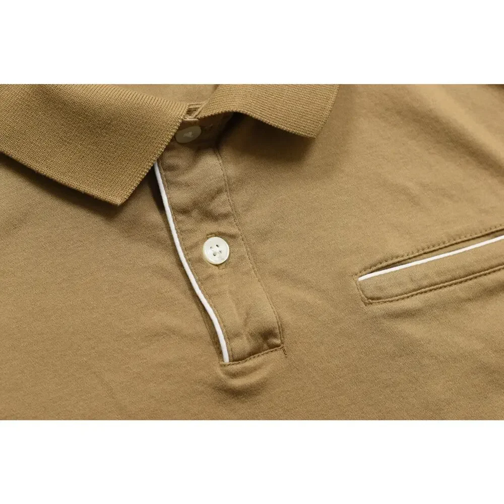 Banana Republic Luxe Touch Performance Polo Shirt Men's Size Medium M Gold Tan